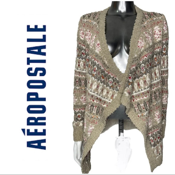 Aeropostale knit Cardigan Metallic Thread Sweater  Size XS - Picture 1 of 5